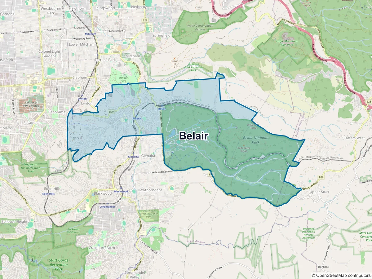 Map of Belair, SA, Australia