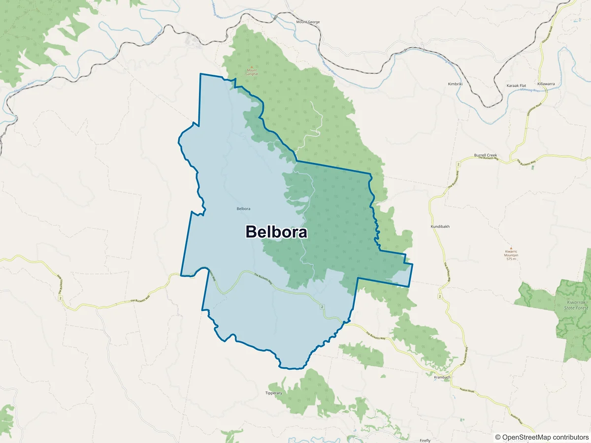 Map of Belbora, NSW, Australia