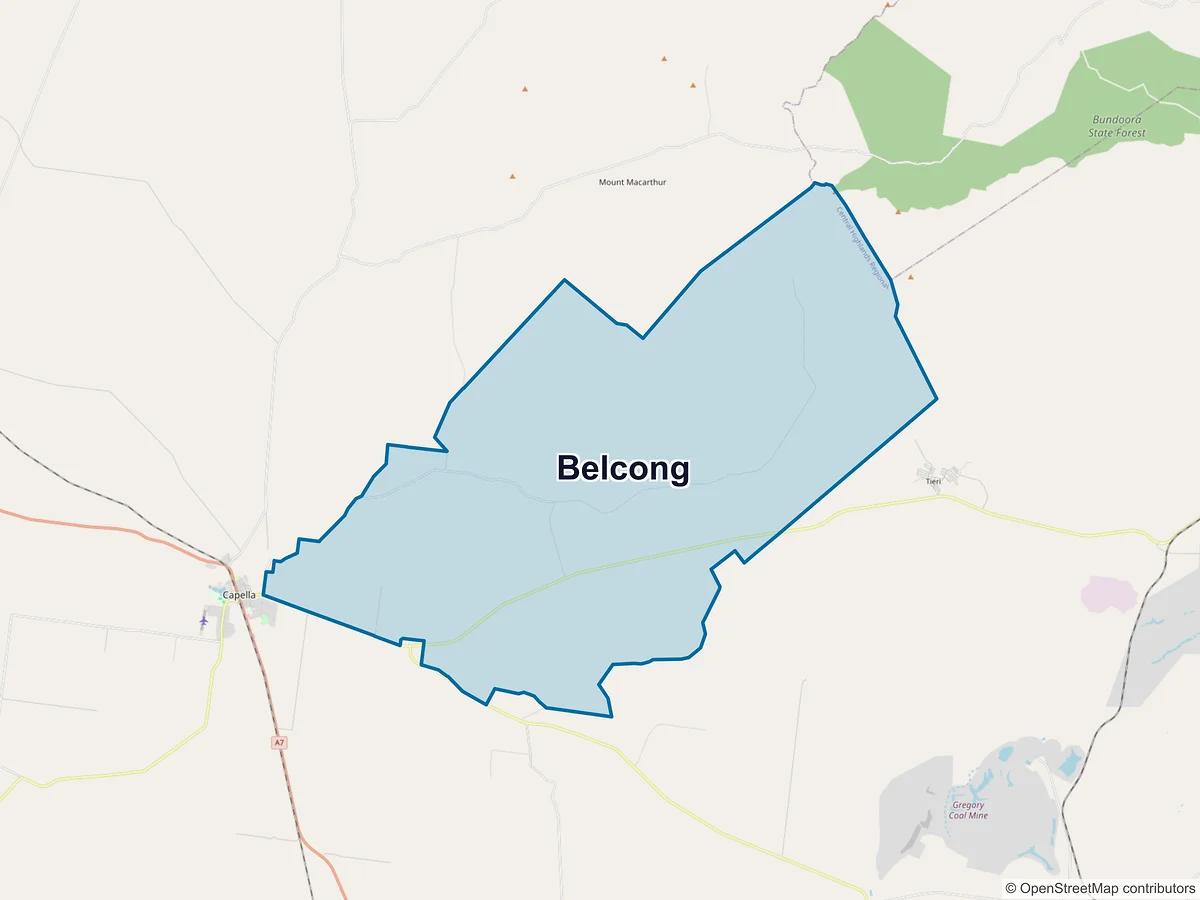 Map of Belcong, QLD, Australia