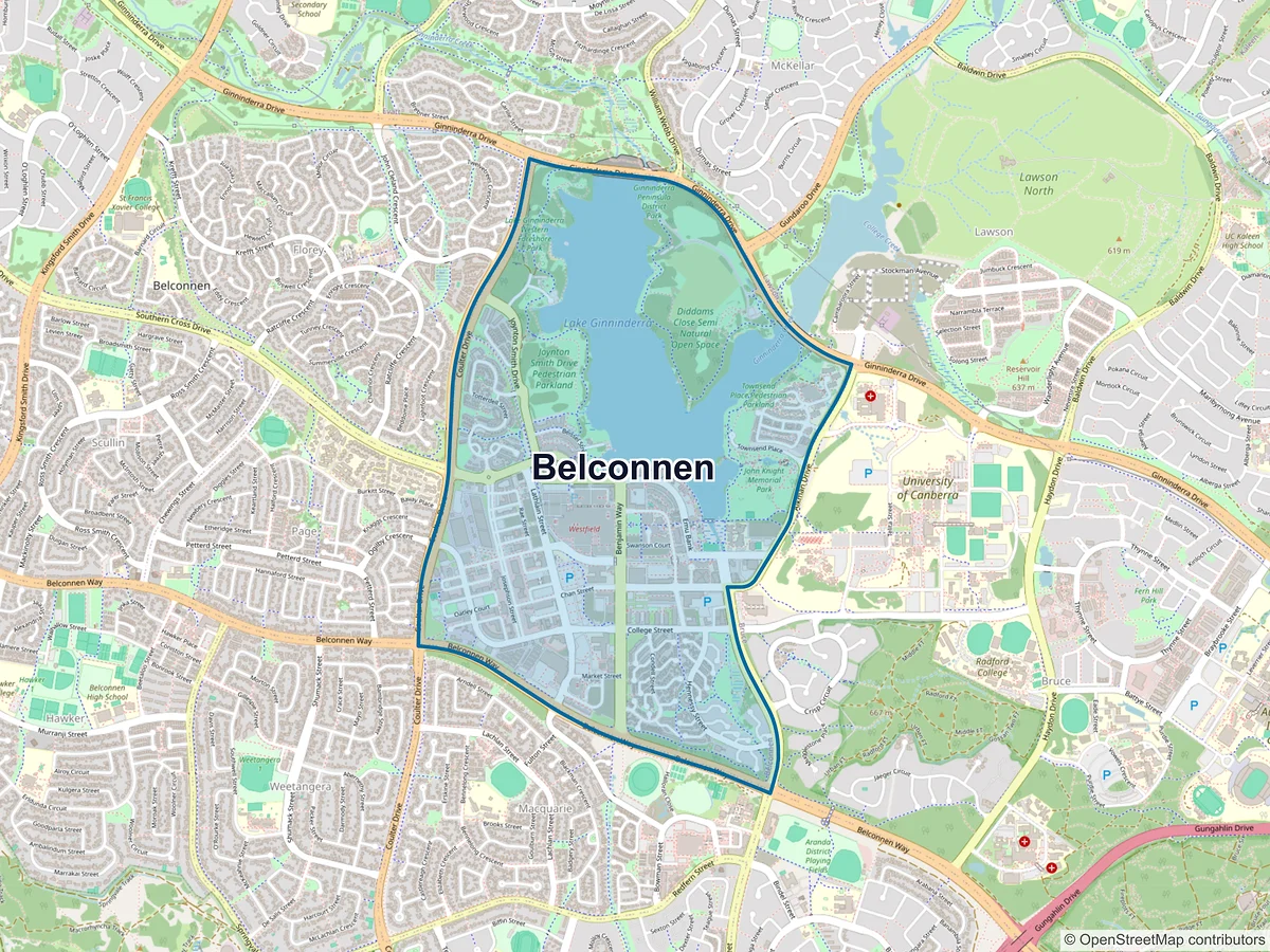 Map of Belconnen, ACT, Australia