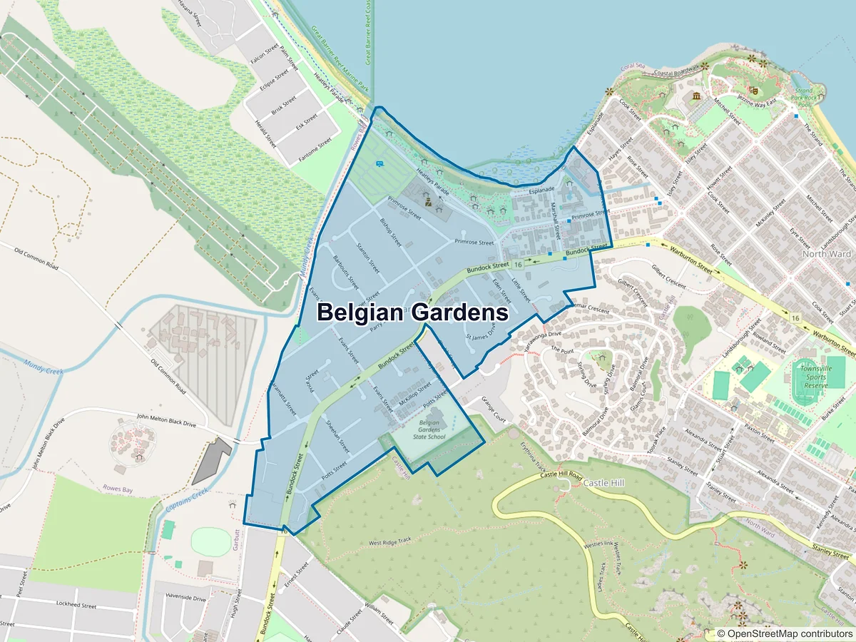 Map of Belgian Gardens, QLD, Australia