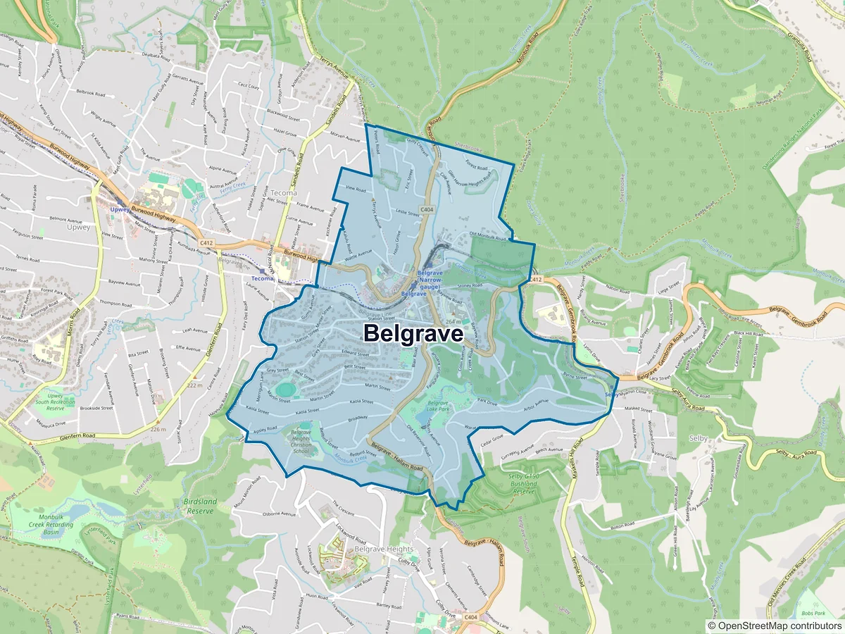 Map of Belgrave, VIC, Australia