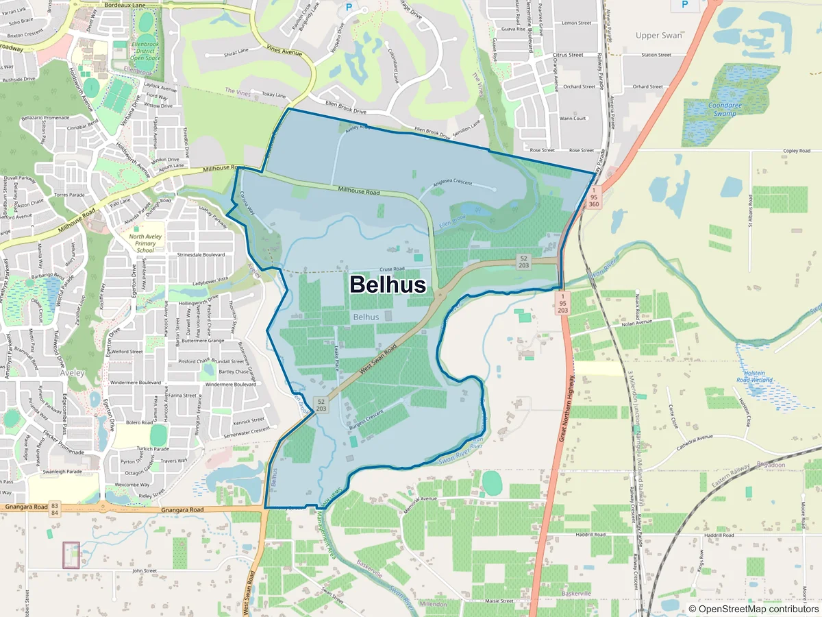 Map of Belhus, WA, Australia