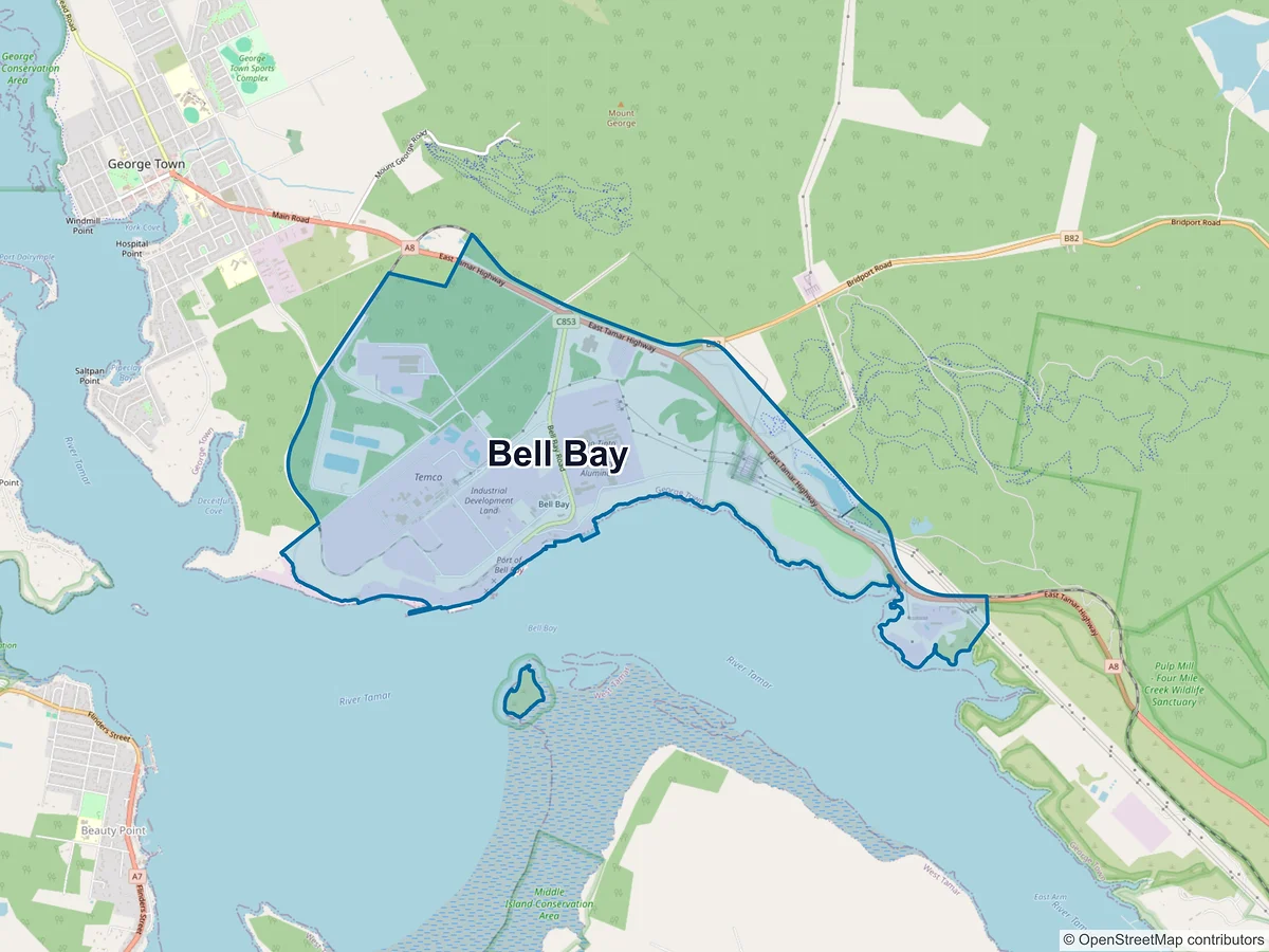 Map of Bell Bay, TAS, Australia