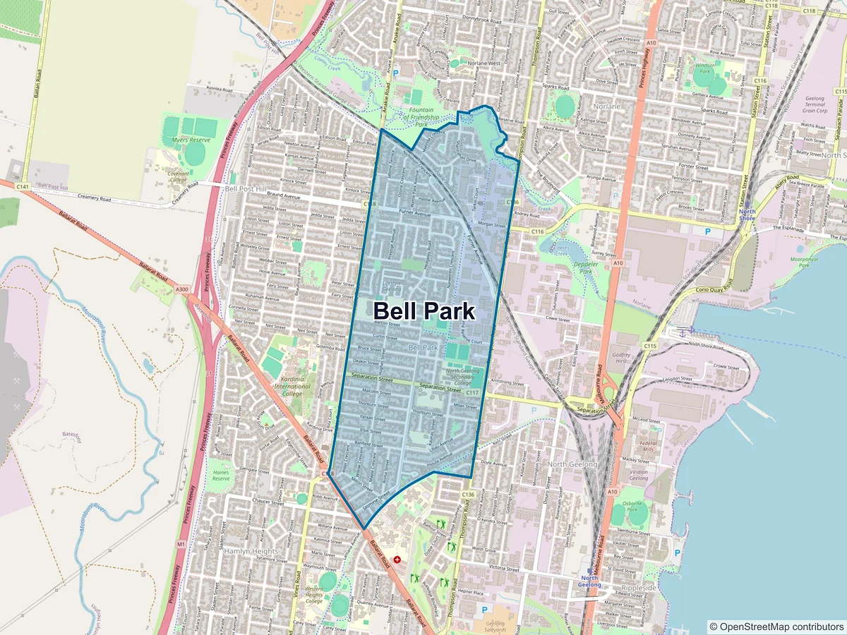 Map of Bell Park, VIC, Australia