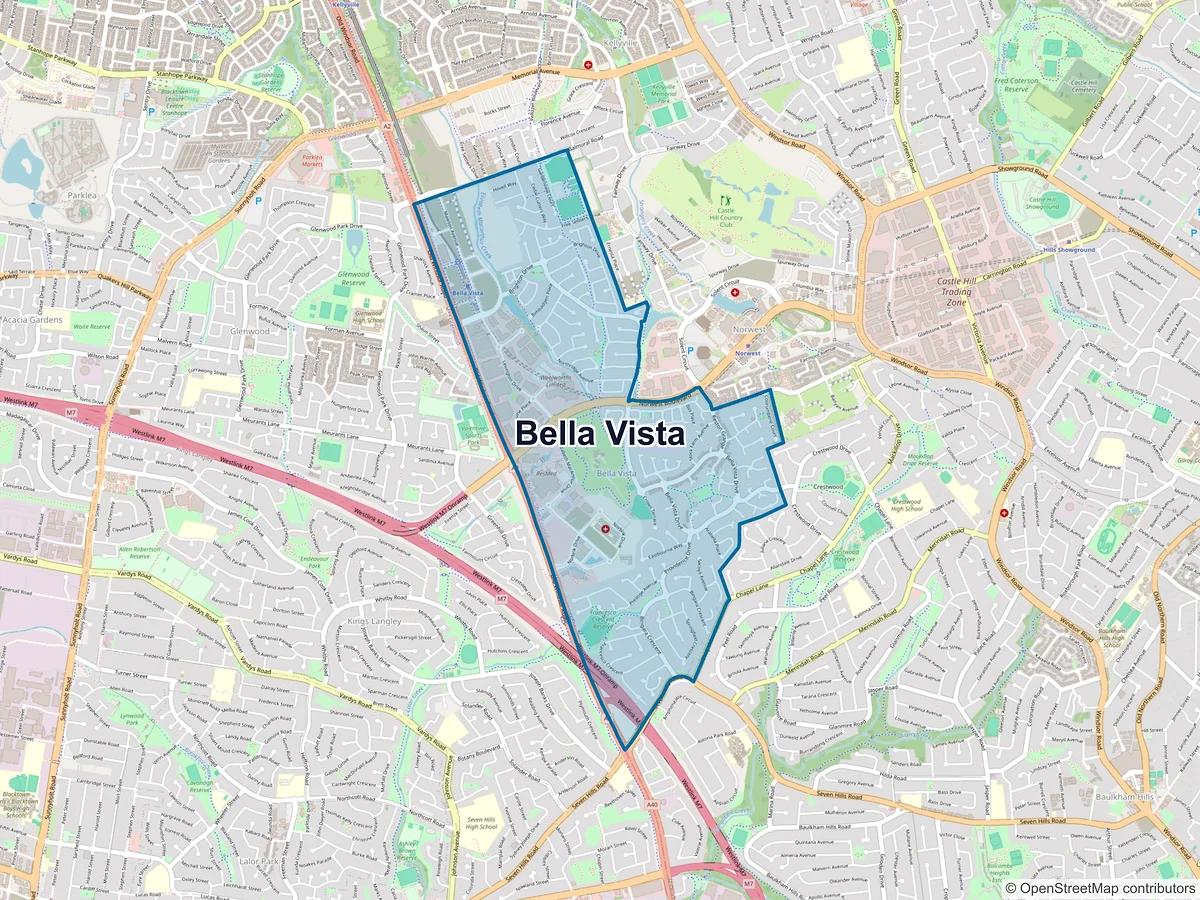 Map of Bella Vista, NSW, Australia