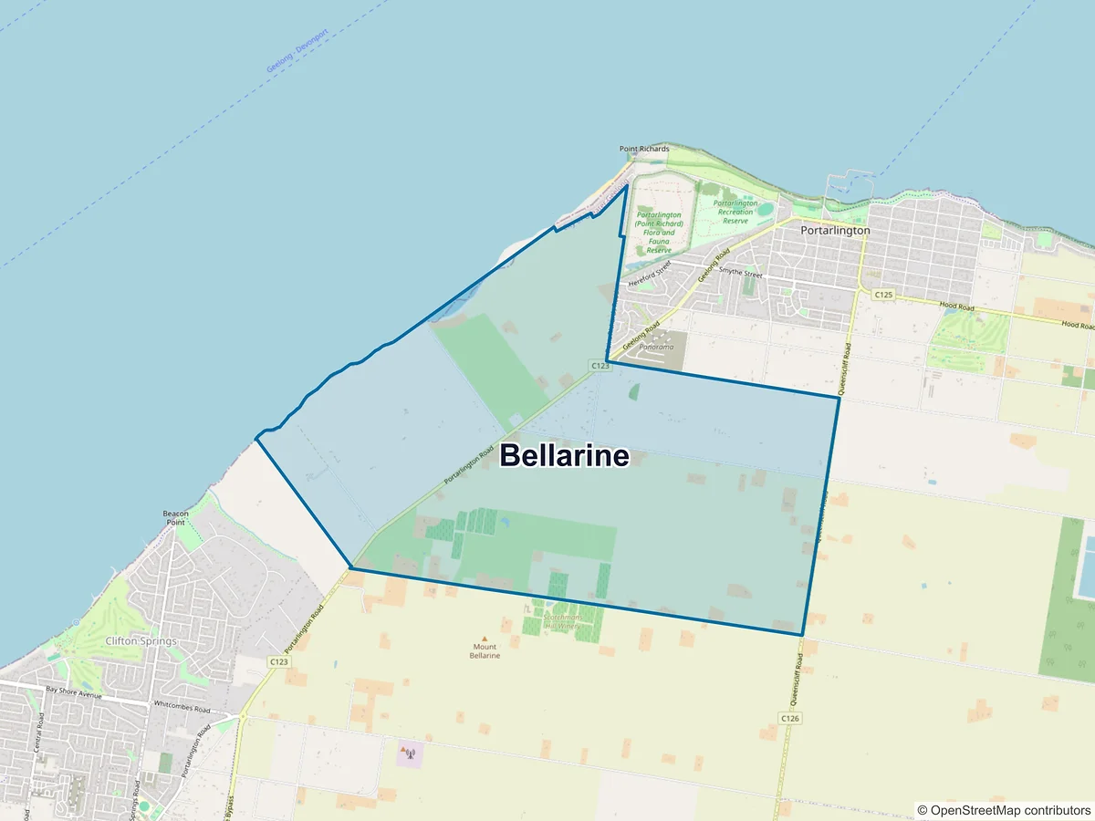 Map of Bellarine, VIC, Australia