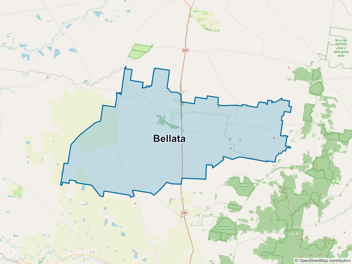 Map of Bellata, NSW, Australia