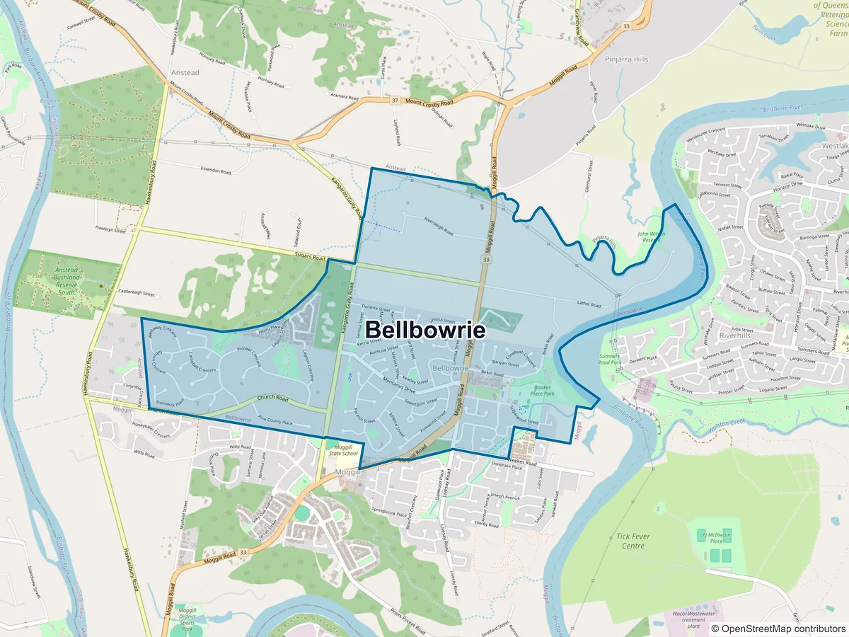 Map of Bellbowrie, QLD, Australia