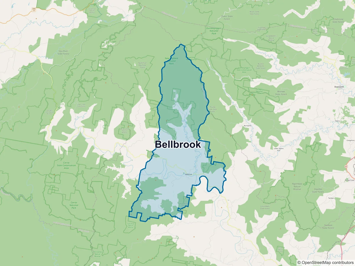 Map of Bellbrook, NSW, Australia