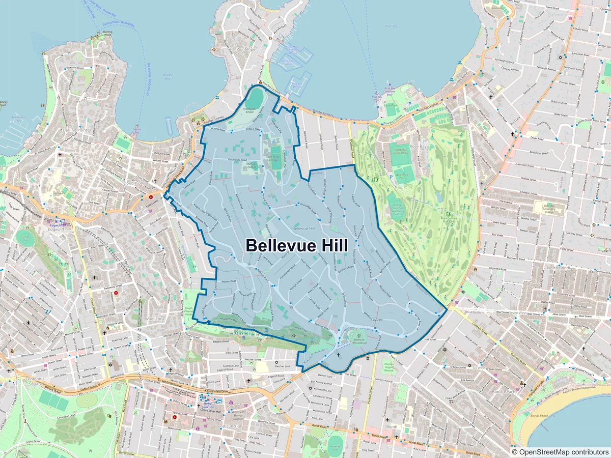 Map of Bellevue Hill, NSW, Australia