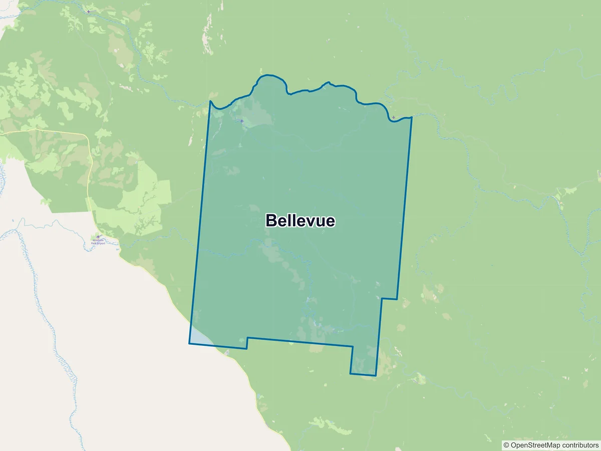 Map of Bellevue, QLD, Australia