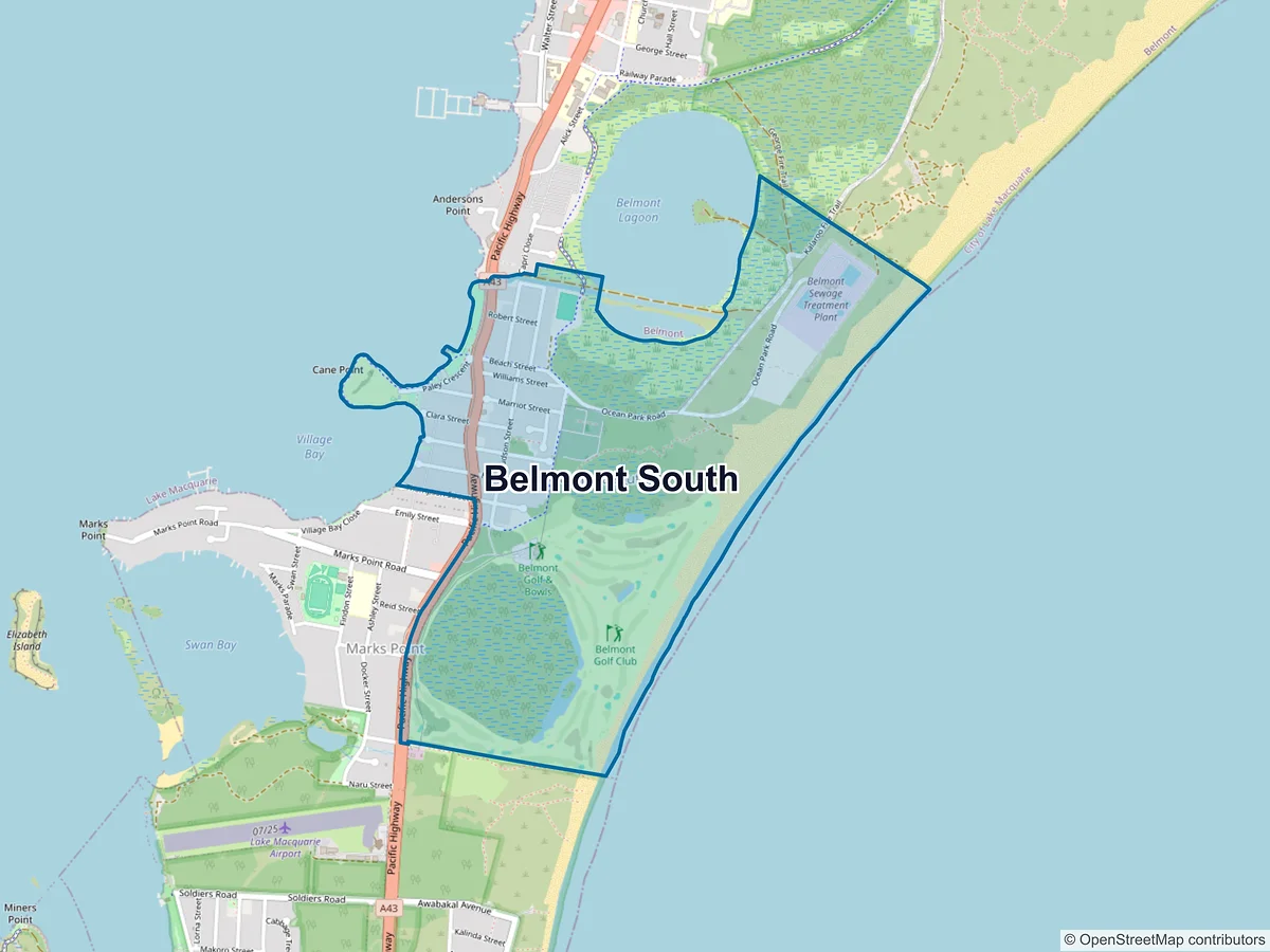 Map of Belmont South, NSW, Australia