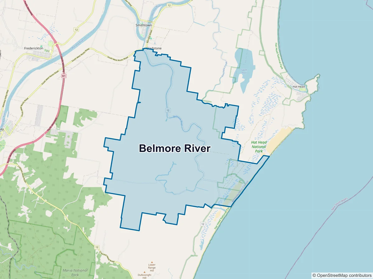 Map of Belmore River, NSW, Australia