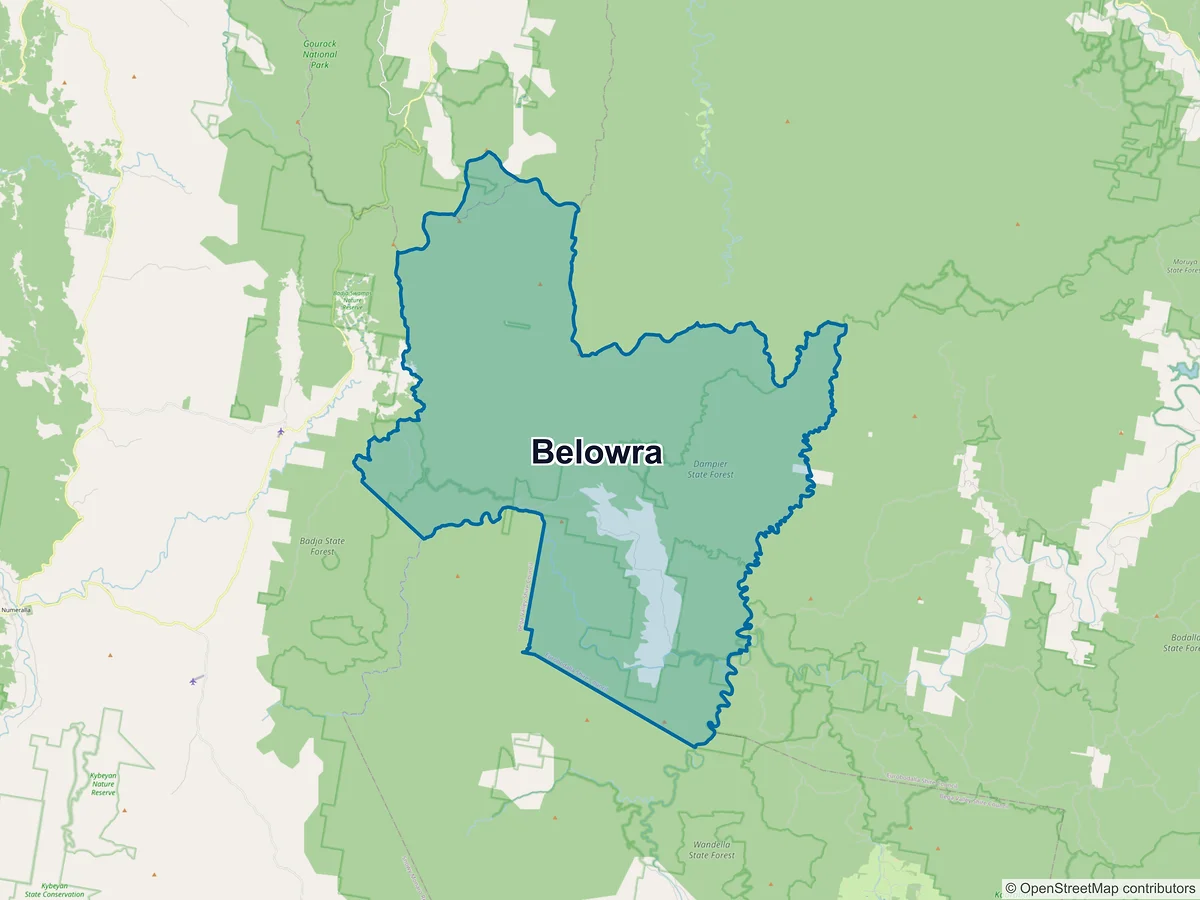 Map of Belowra, NSW, Australia
