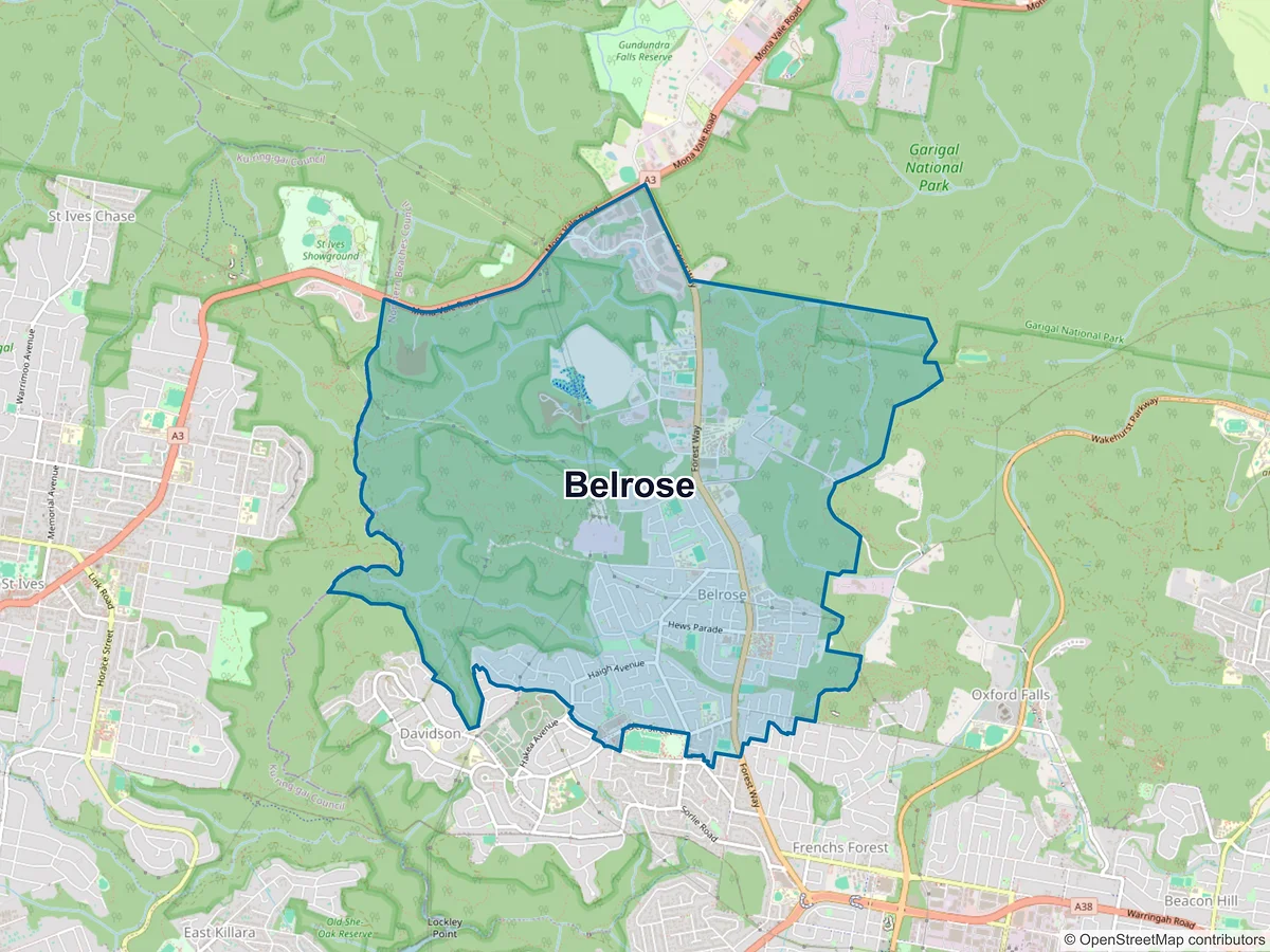 Map of Belrose, NSW, Australia