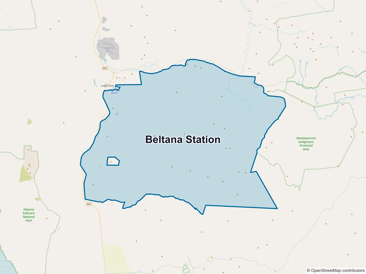 Map of Beltana Station, SA, Australia