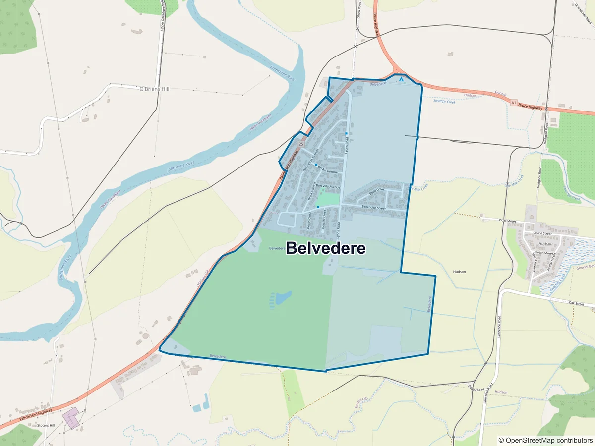 Map of Belvedere, QLD, Australia