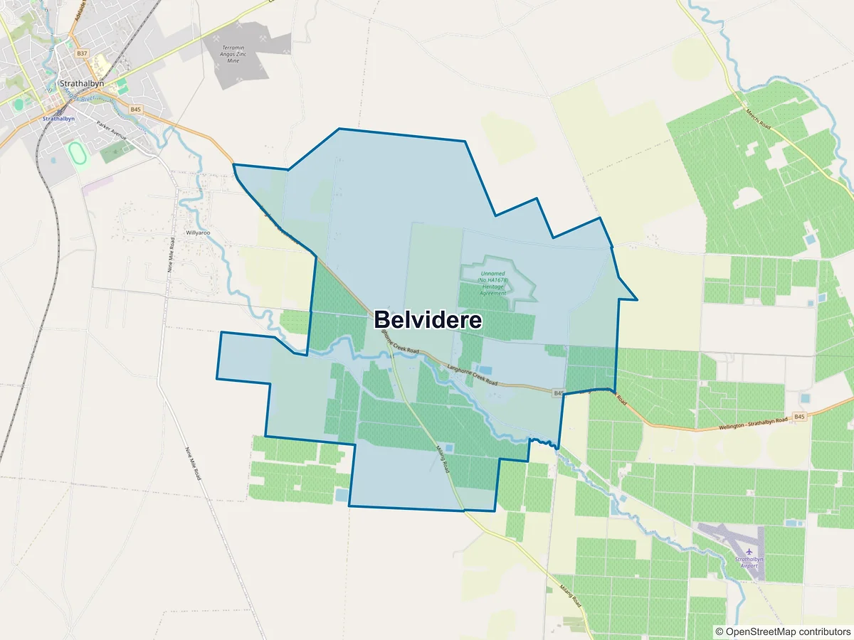 Map of Belvidere, SA, Australia
