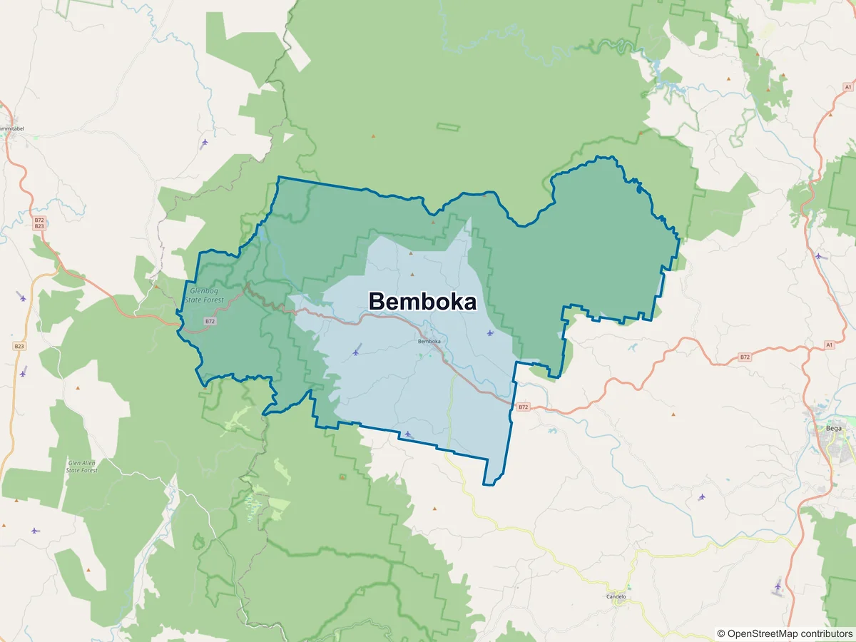 Map of Bemboka, NSW, Australia