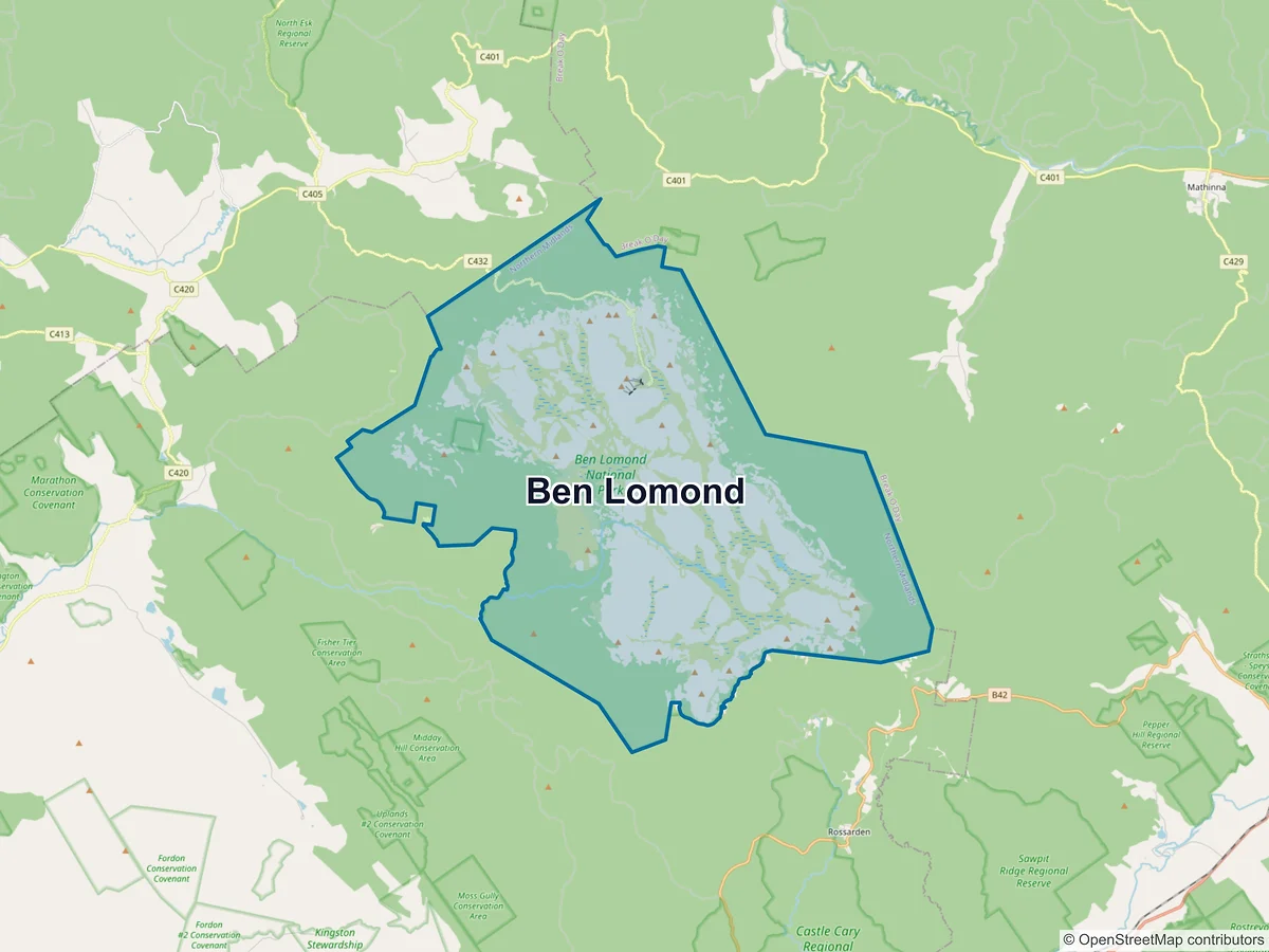 Map of Ben Lomond, TAS, Australia