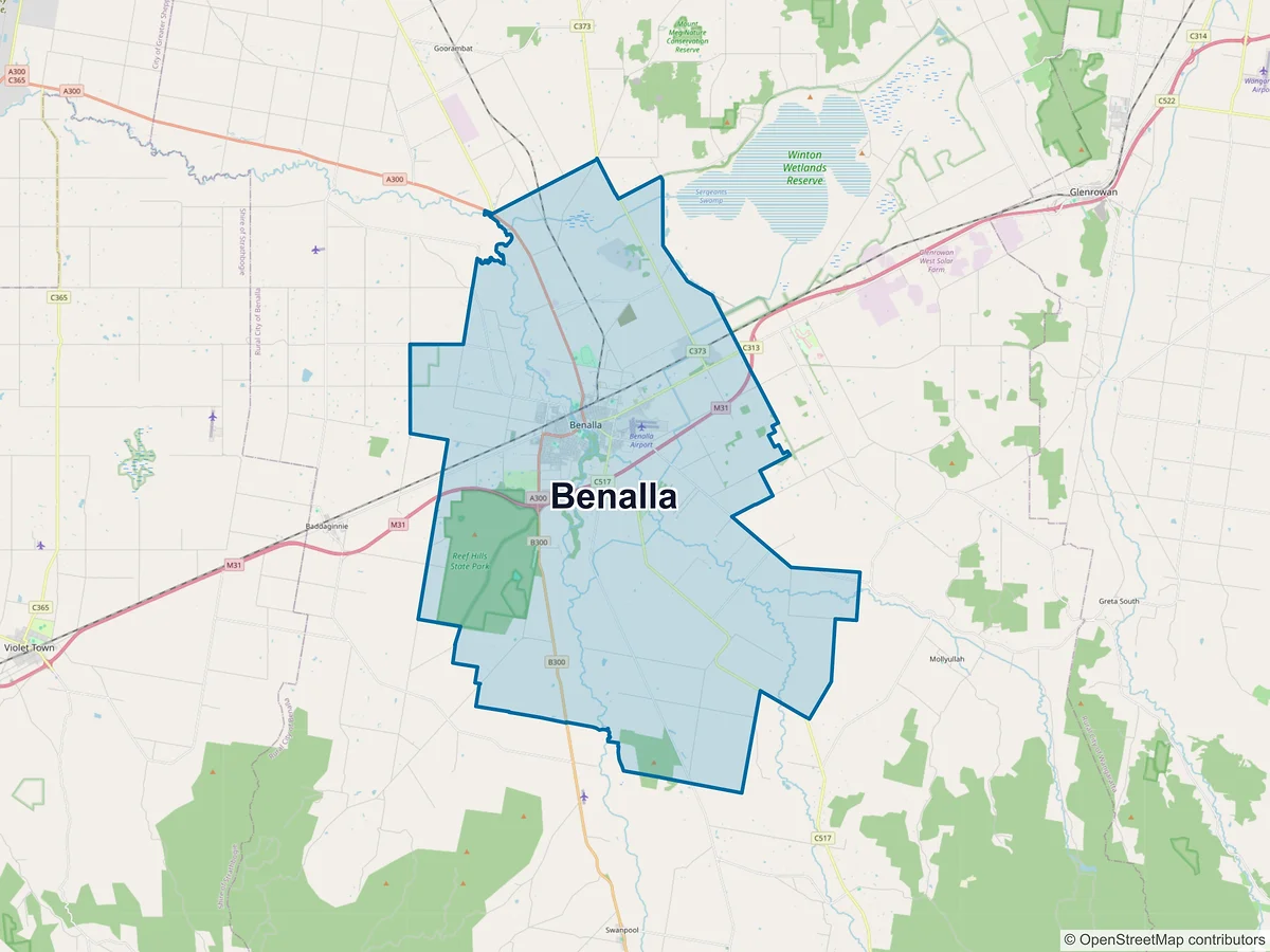 Map of Benalla, VIC, Australia