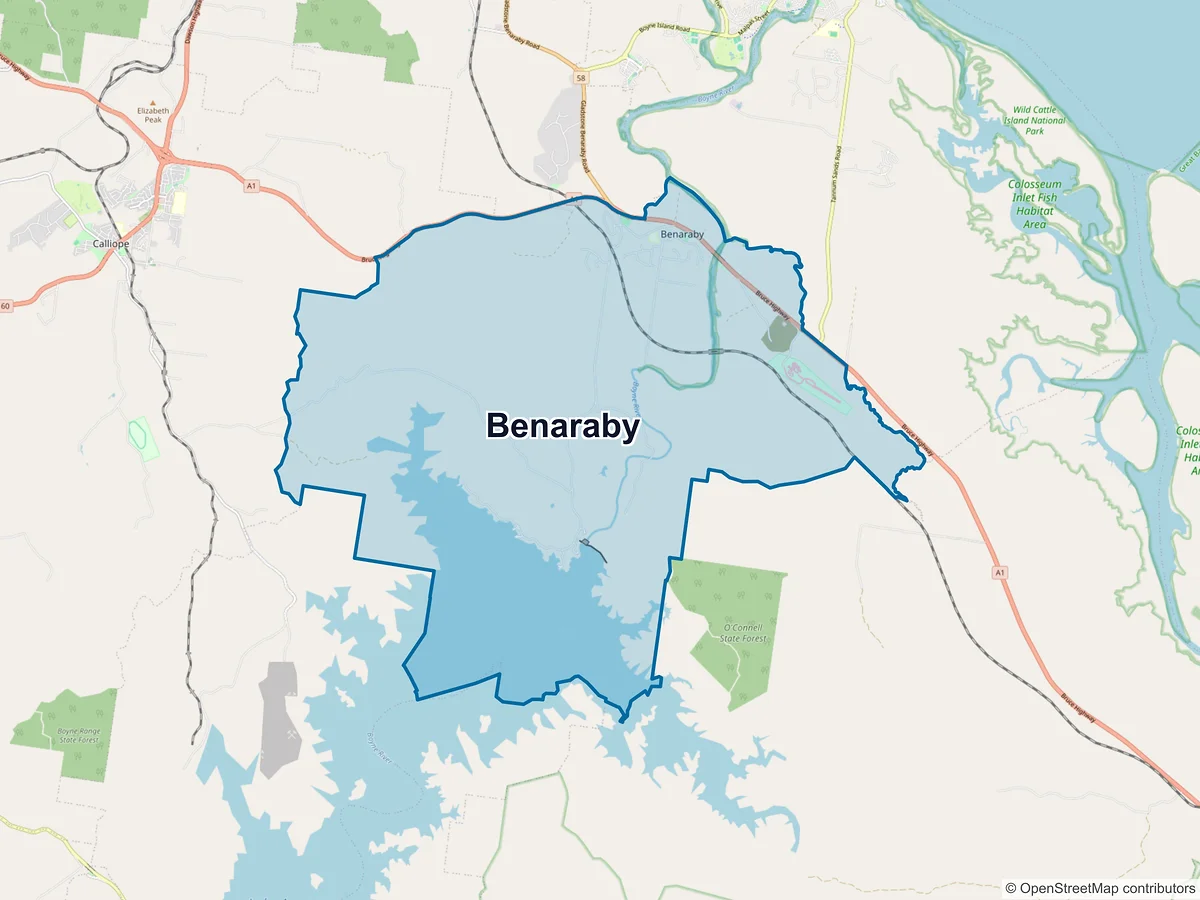 Map of Benaraby, QLD, Australia