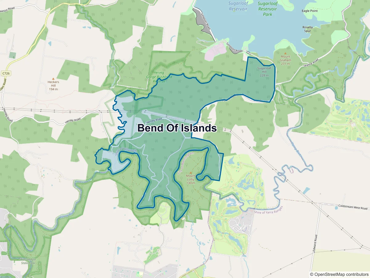 Map of Bend of Islands, VIC, Australia