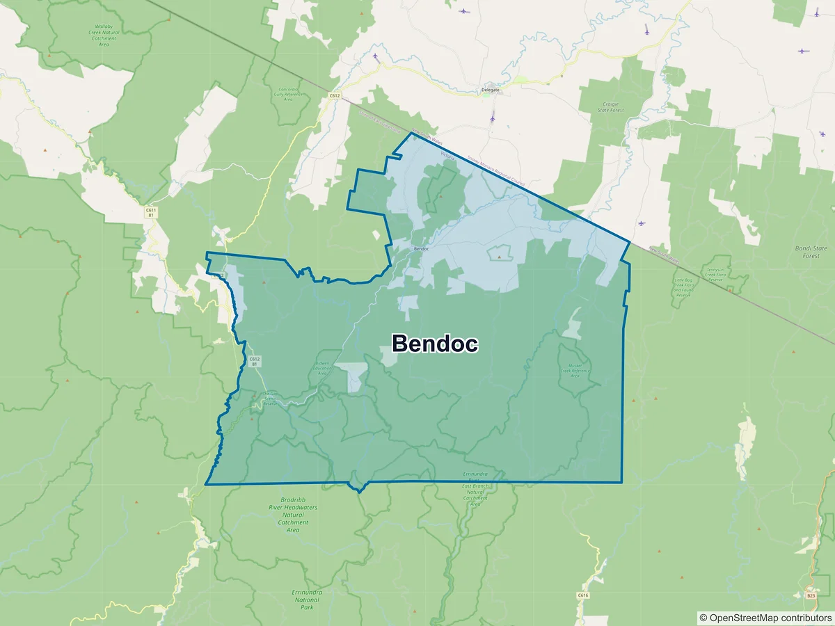 Map of Bendoc, VIC, Australia
