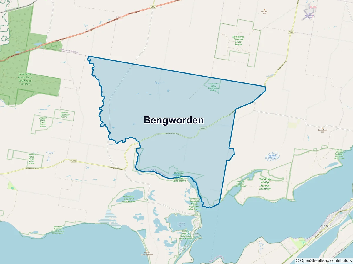 Map of Bengworden, VIC, Australia