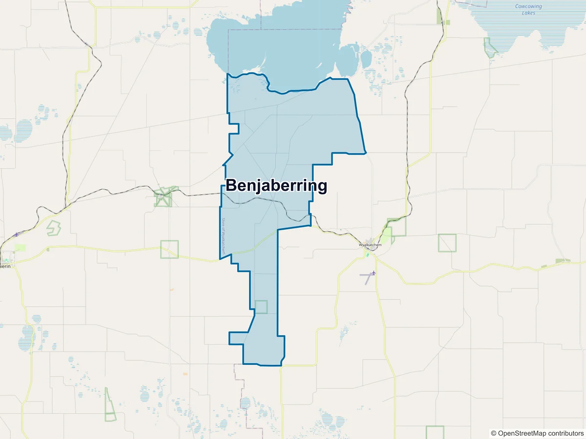 Map of Benjaberring, WA, Australia
