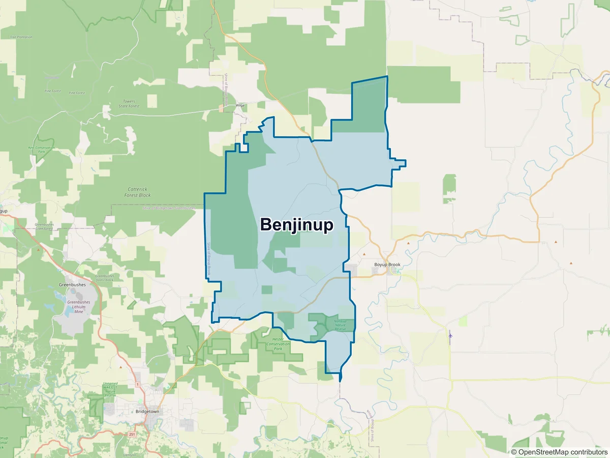 Map of Benjinup, WA, Australia