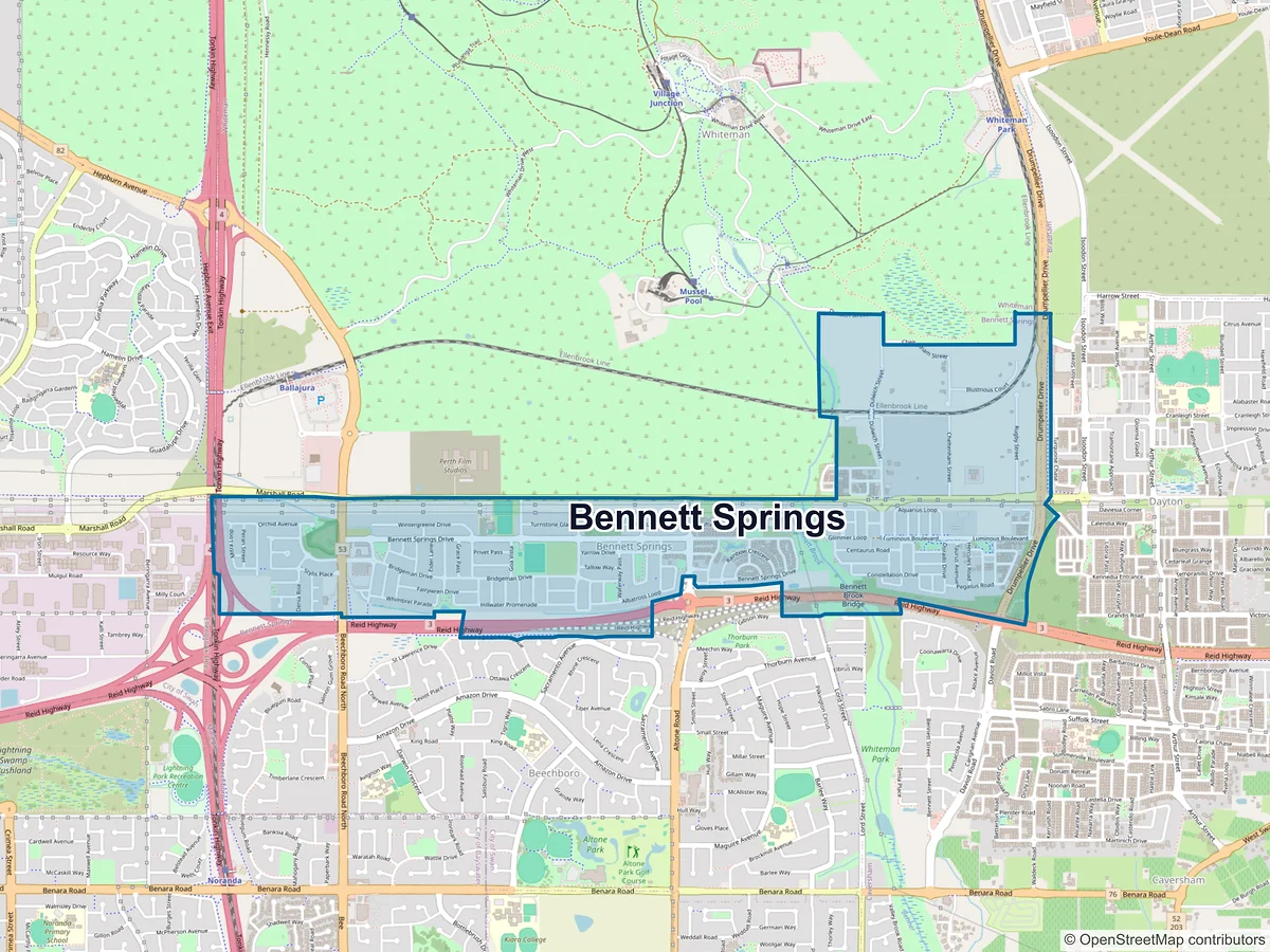 Map of Bennett Springs, WA, Australia