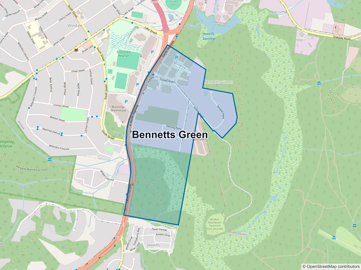 Map of Bennetts Green, NSW, Australia