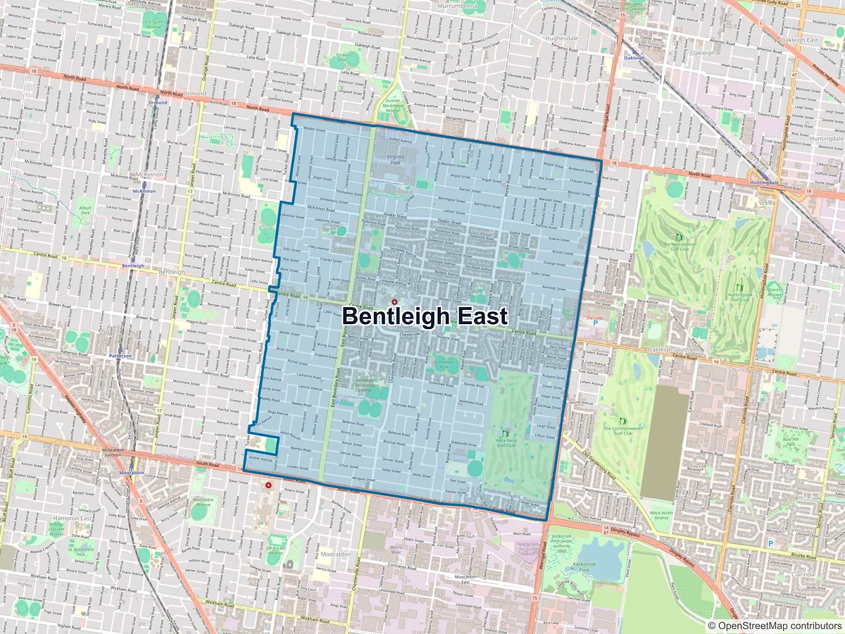 Map of Bentleigh East, VIC, Australia