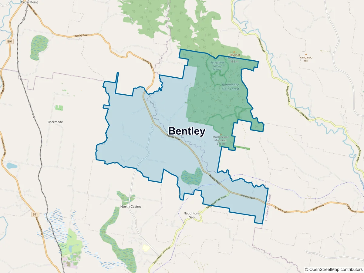Map of Bentley, NSW, Australia