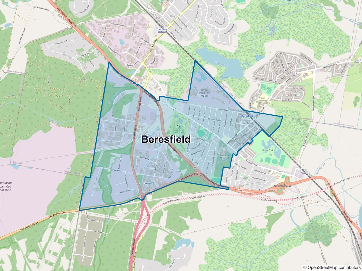 Map of Beresfield, NSW, Australia