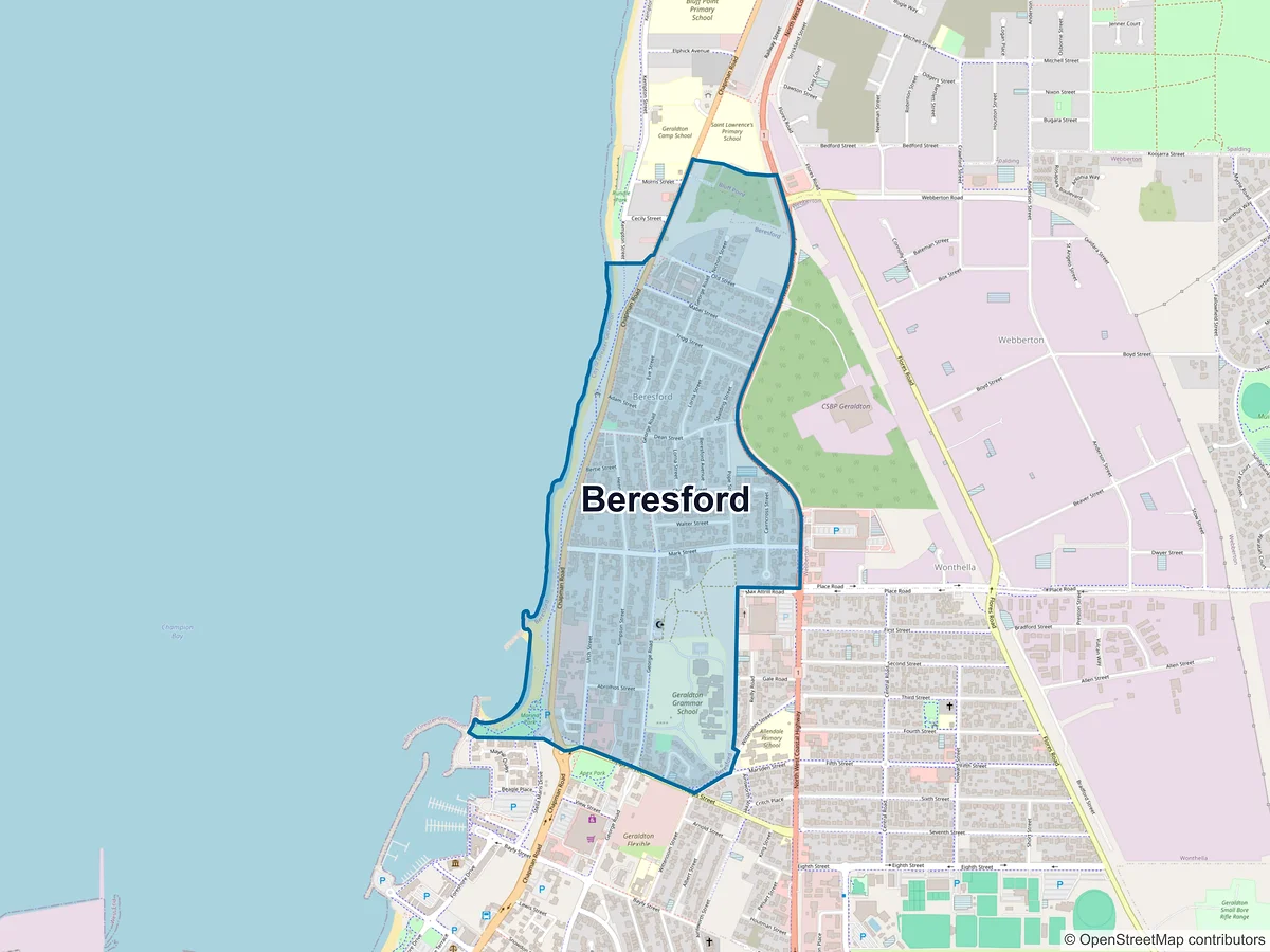Map of Beresford, WA, Australia
