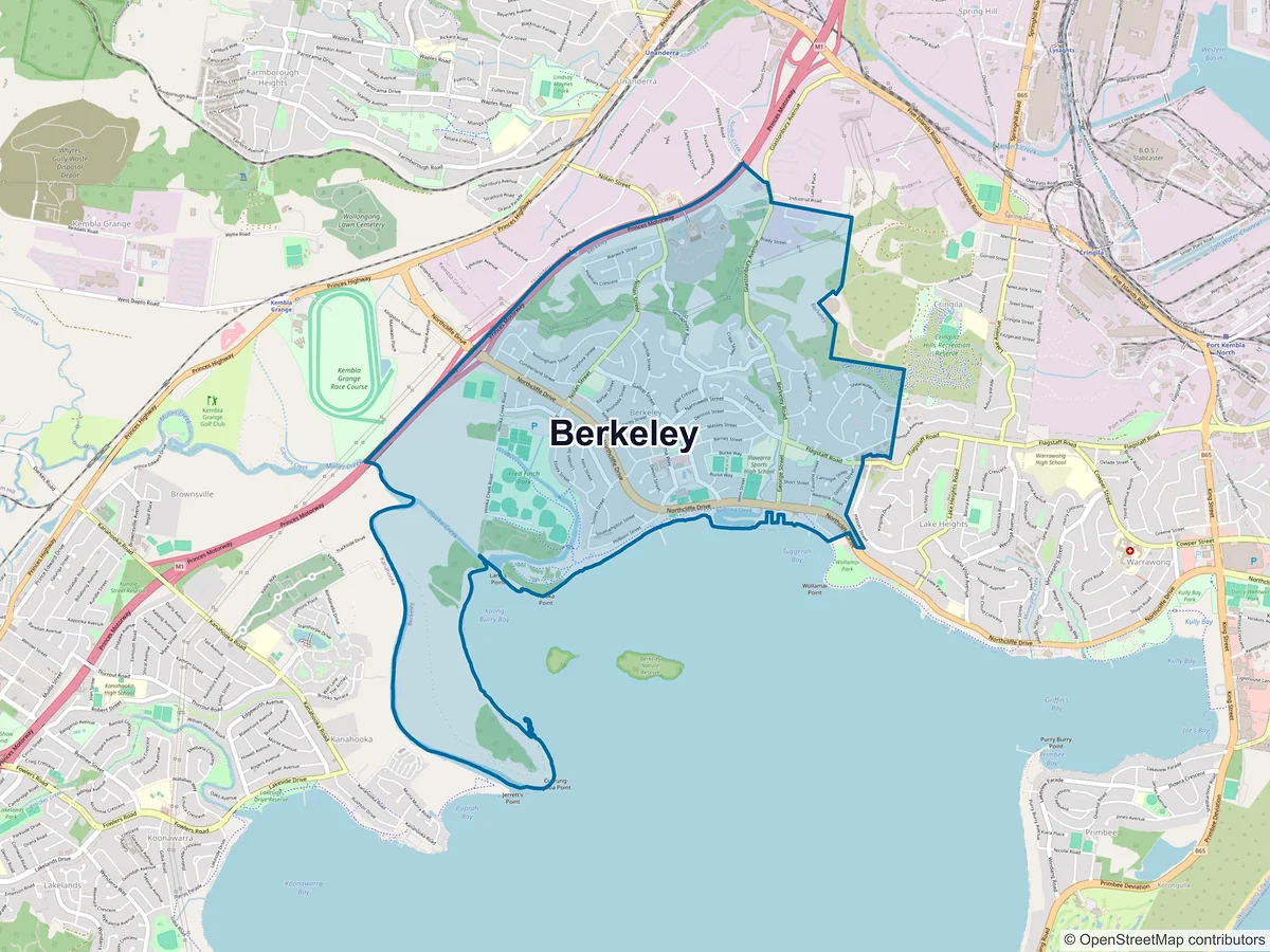 Map of Berkeley, NSW, Australia