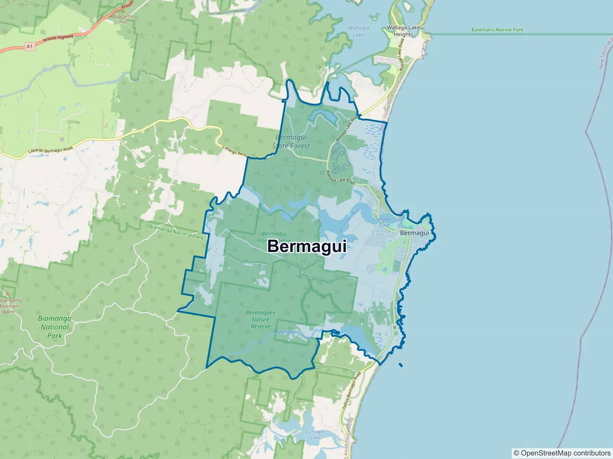 Map of Bermagui, NSW, Australia