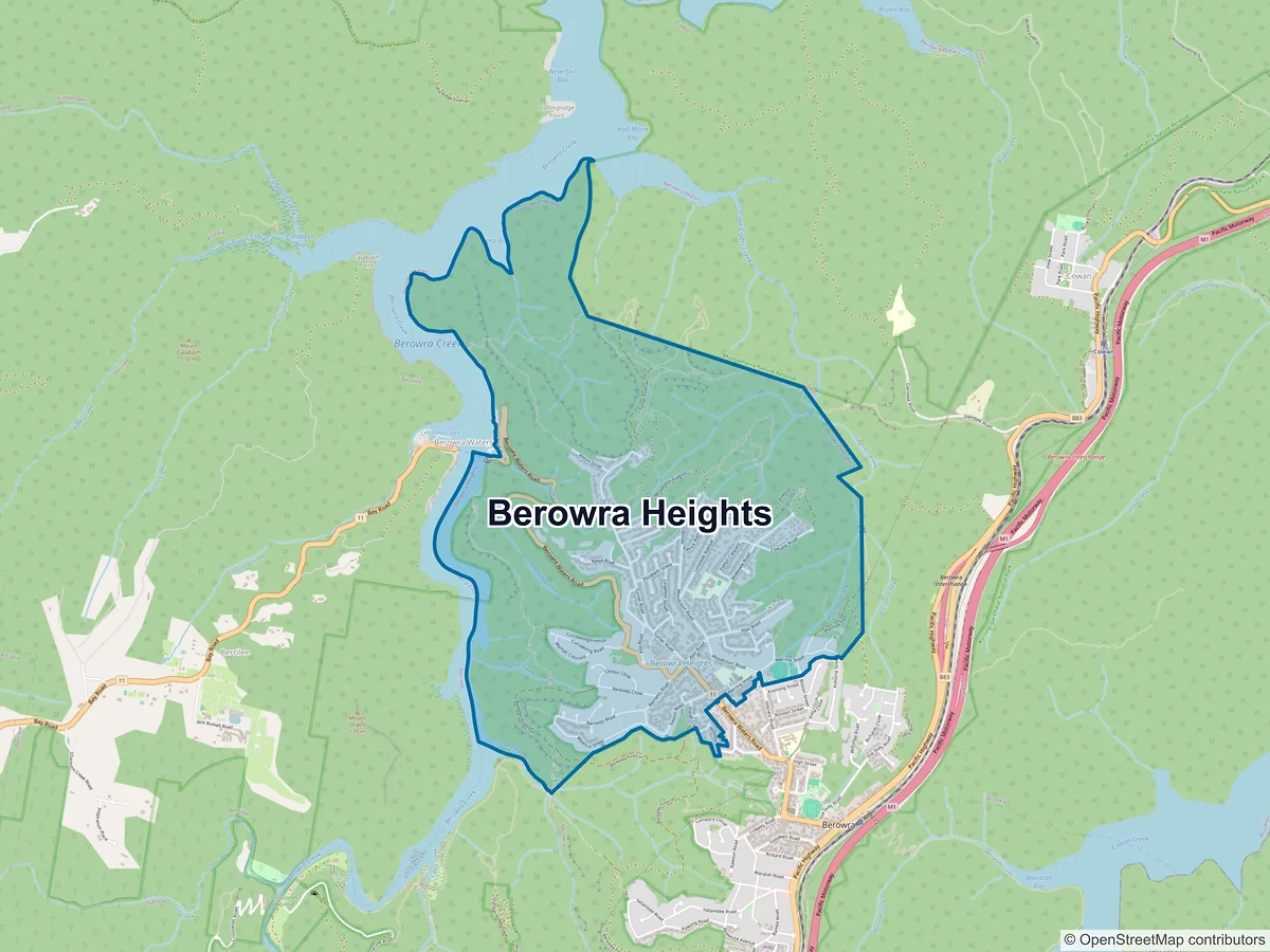 Map of Berowra Heights, NSW, Australia