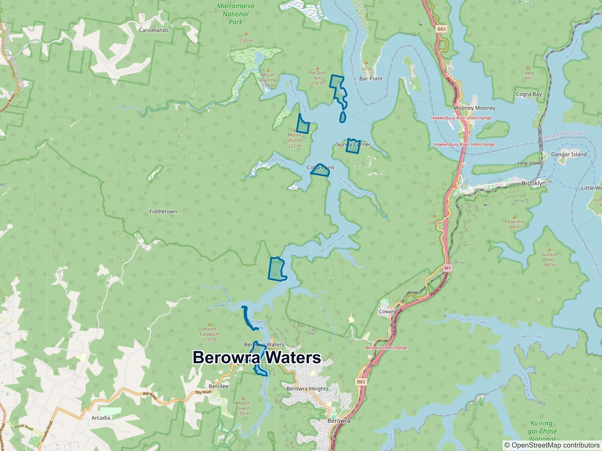 Map of Berowra Waters, NSW, Australia