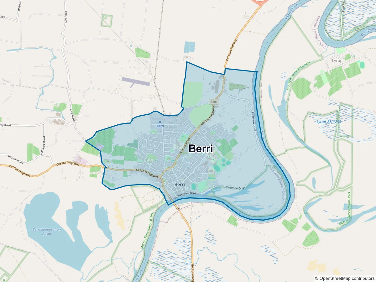 Map of Berri, SA, Australia