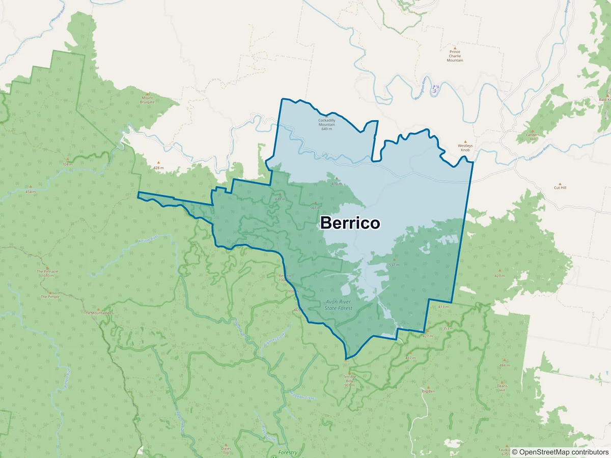 Map of Berrico, NSW, Australia