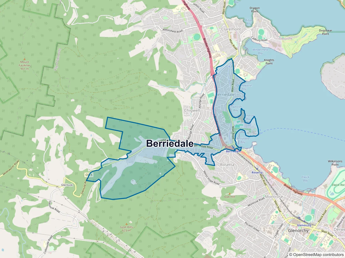 Map of Berriedale, TAS, Australia