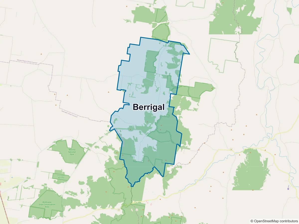 Map of Berrigal, NSW, Australia