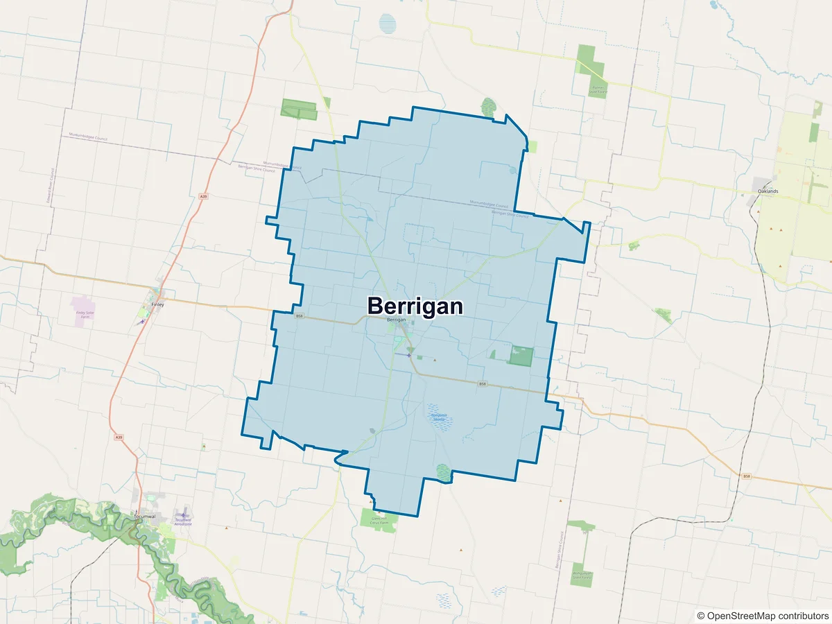 Map of Berrigan, NSW, Australia