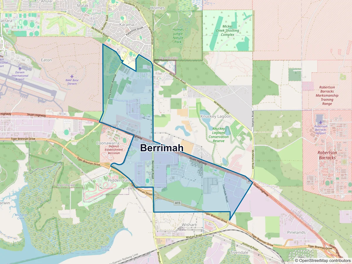 Map of Berrimah, NT, Australia