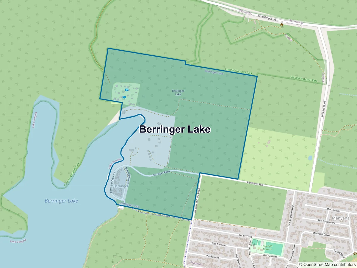 Map of Berringer Lake, NSW, Australia