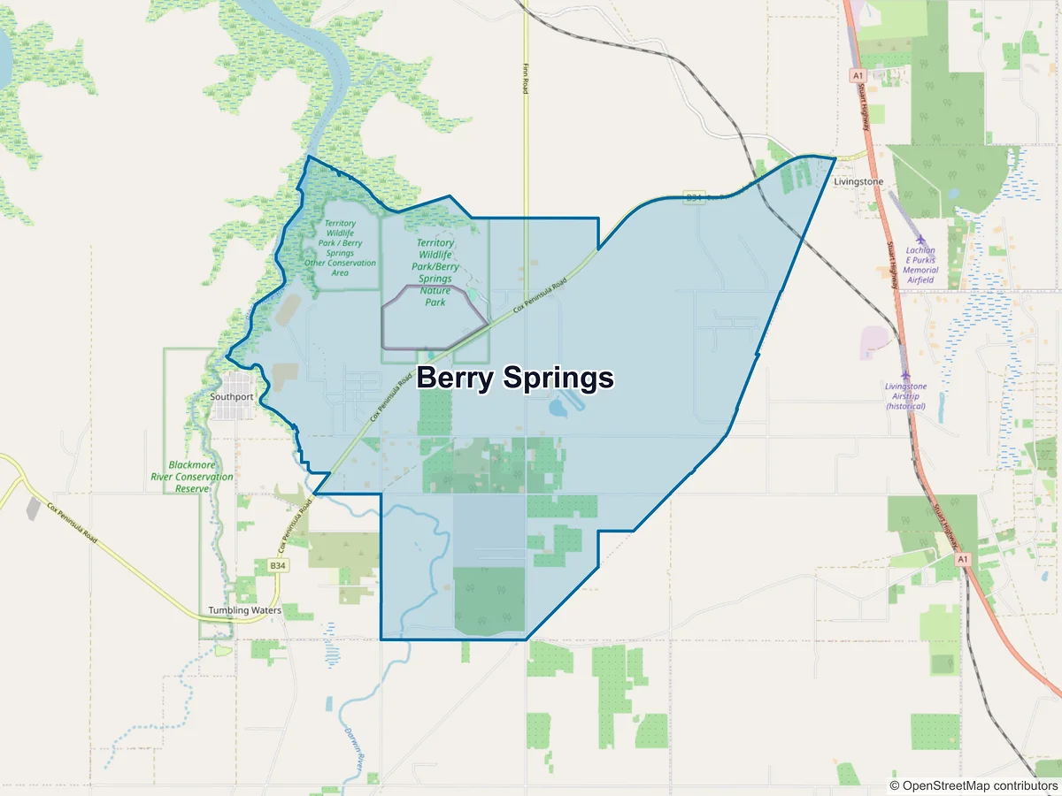 Map of Berry Springs, NT, Australia